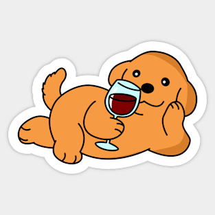 Relaxed dog drinking wine! Sticker